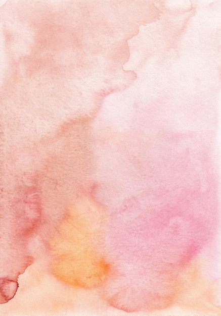 Textura de fondo de acuarela abstracta de color rosa pastel y naranja, pintada a mano. Fondo artístico rojo claro y amarillo, manchas en papel. Papel pintado de pintura de color coral Aquarelle.