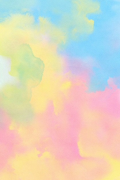 Textura de fondo de acuarela de arco iris pastel, azul, rosa, amarillo, verde