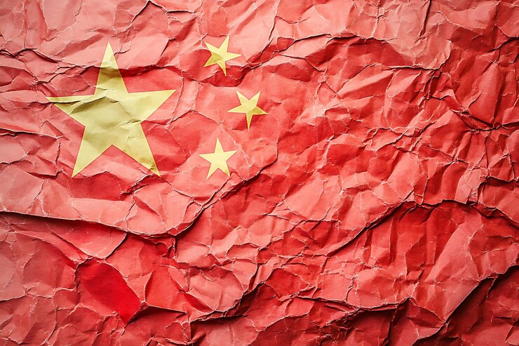 La textura del fondo de la bandera china arrugada