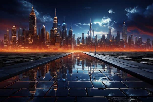 Textura de fondo de la ciudad nocturna de ciencia ficción para diseños urbanos futuristas