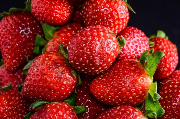 Textura de fondo de fruta de fresa madura fresca roja