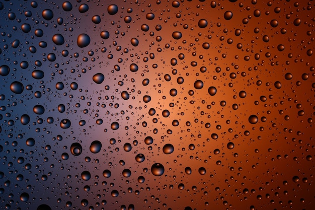 Textura y fondo de gotas de agua sobre un fondo de color