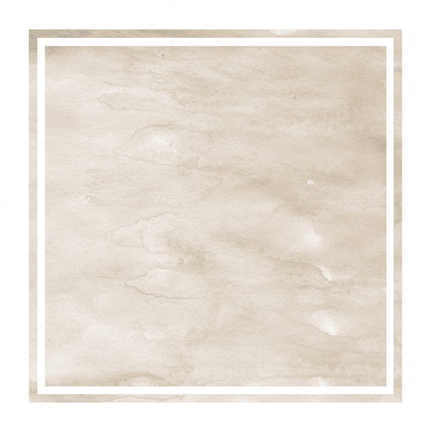Textura de fondo de marco rectangular acuarela dibujada a mano marrón con manchas
