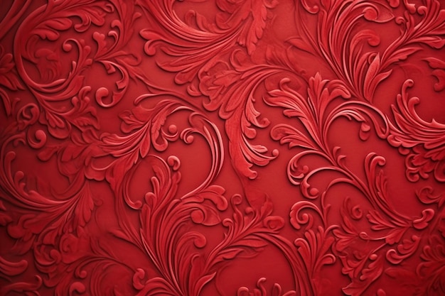 Textura de fondo de papel tapiz rojo con patrón clásico