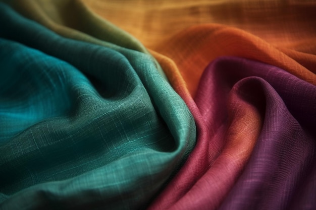 Textura fondo patrón tela de seda de diferentes colores rojo amarillo verde azul púrpura rosa naranja