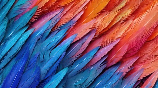 Textura de fondo plumas de guacamayo azules y amarillas con Ai Generated