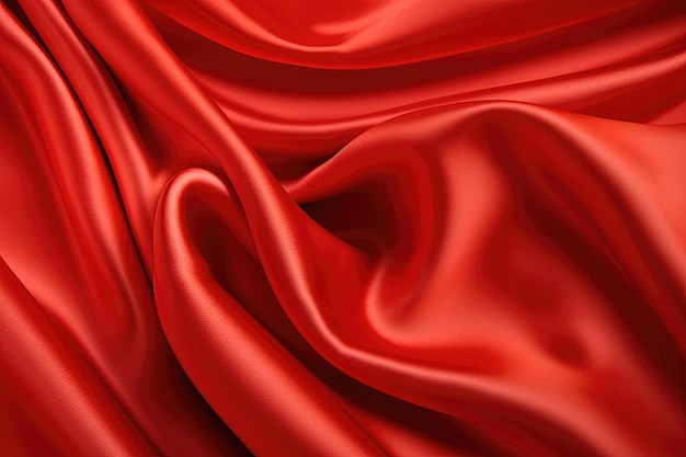 Textura de fondo de seda de tela roja con material textil suave y liso