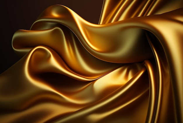 Textura de fondo de tela dorada abstracta con IA generativa de material satinado elegante dorado