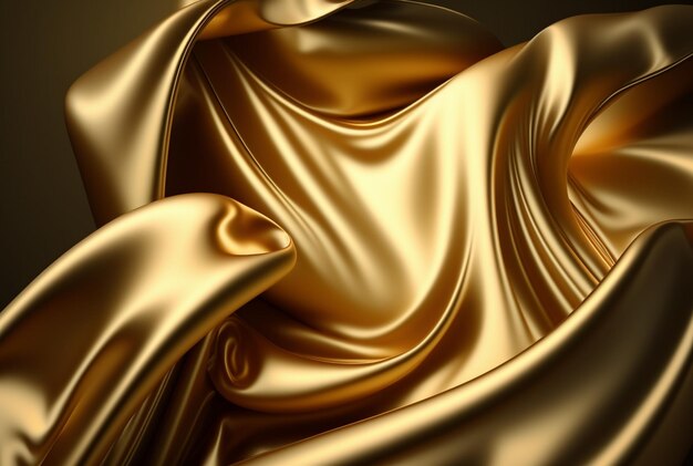 Textura de fondo de tela dorada abstracta con IA generativa de material satinado elegante dorado