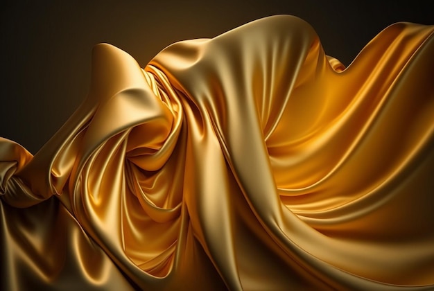 Textura de fondo de tela dorada abstracta con IA generativa de material satinado elegante dorado