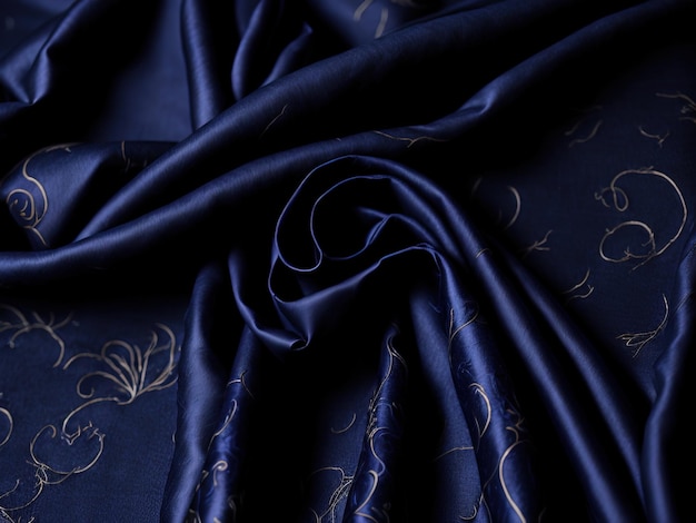 Textura de fondo de tela de seda con patrón azul oscuro