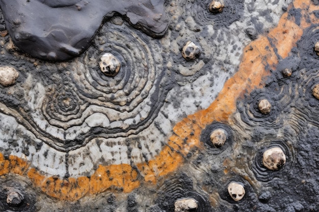 Textura del fósil de gasterópodo en piedra de sílex