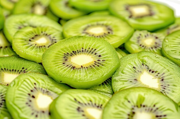 Foto textura de la fruta de kiwi cortada de cerca