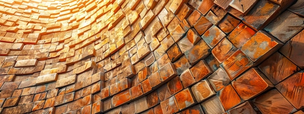Textura geométrica abstracta de la pared bajo luz cálida