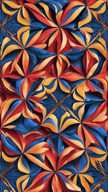 Textura geométrica para fundo abstrato com papel de parede 3D e desenho de telhas com padrão floral
