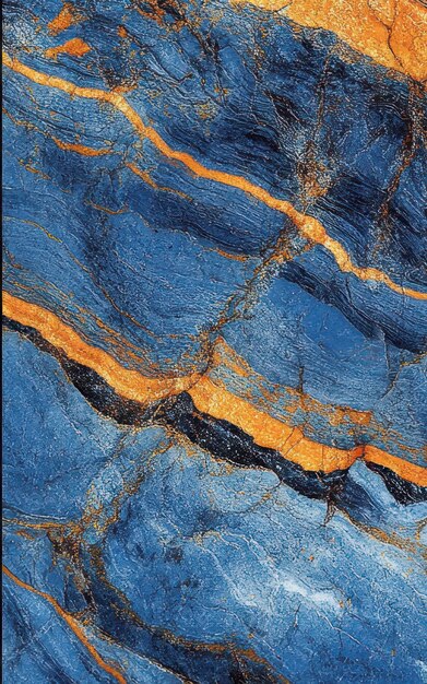 Textura de gneis de bandas de color azul y naranja