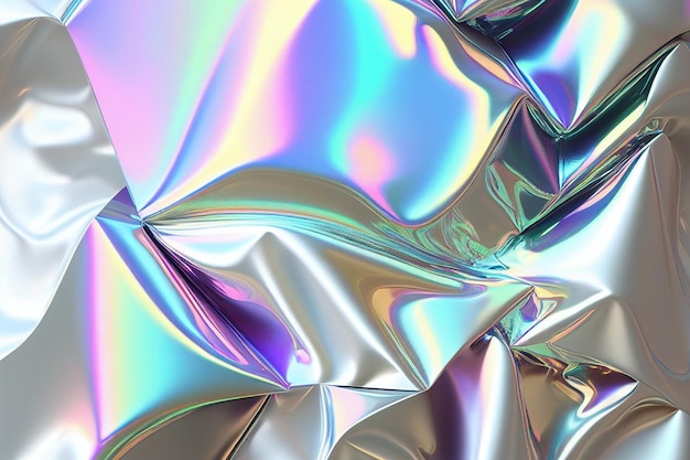 Textura gradiente metálica holográfica Background 70s Generative Ai