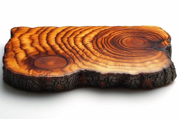 Foto textura de grano de madera de una rodaja de tronco de árbol con corteza