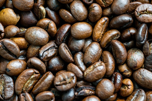Textura de granos de café tostados