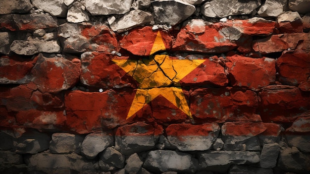 Textura Grunge angustiada Bandeira de Timor Leste em uma parede de tijolos