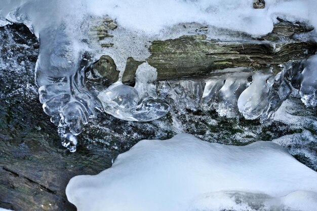 Textura de hielo en el arroyo