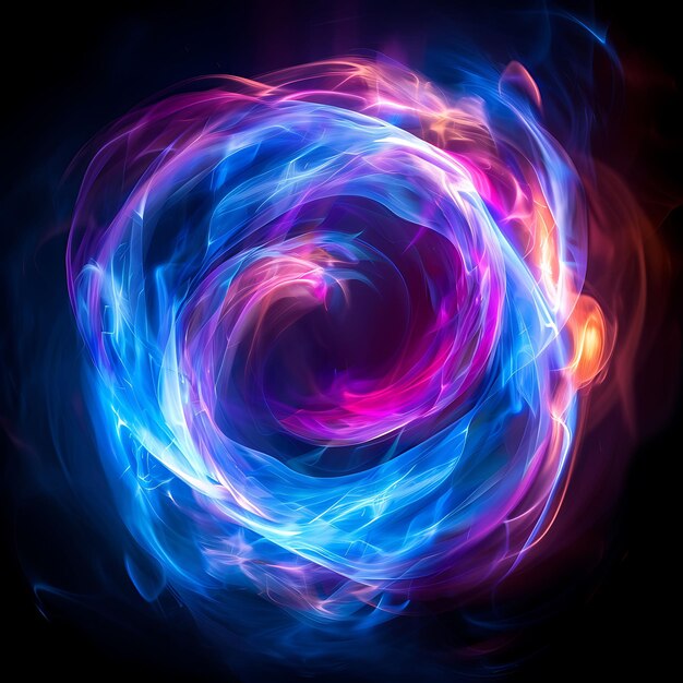 Textura hipnotizante Fuego de Aurora giratorio con tonos azules y púrpuras Efecto FX Arte de diseño de superposición