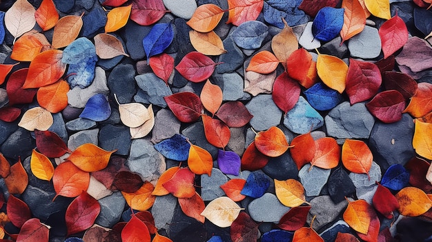 textura hojas caídas multicoloras azulejos de espectro abstracto fondo de otoño brillante hojas caída
