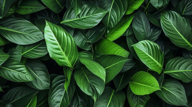 Textura de hojas verdes Fondo de hojas tropicales Bandera Vista superior