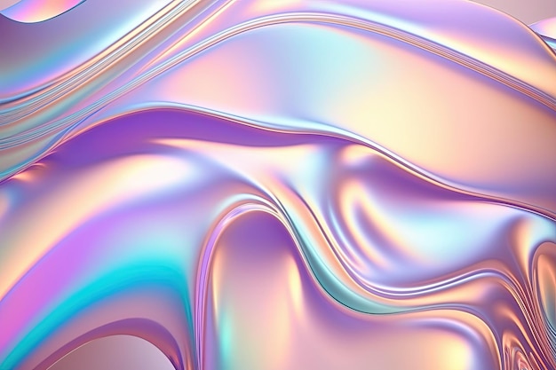 Textura holográfica de colores vibrantes Fondo abstracto con superficie metálica iridiscente suave IA generativa