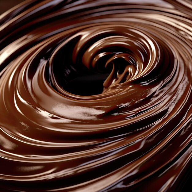 Foto la textura líquida del chocolate es de fondo.