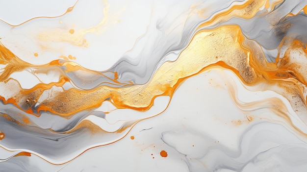 Textura líquida de mármol blanco y dorado abstracto