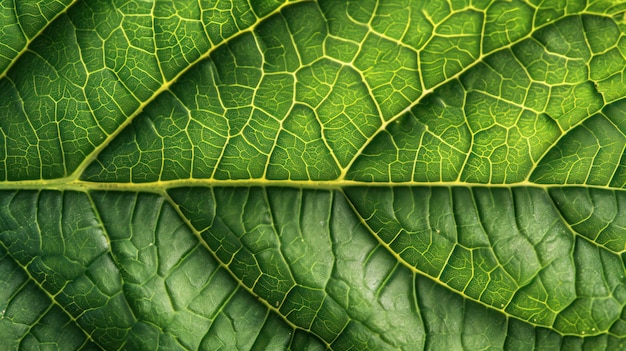 Textura macro AI generativa de veias de folhas verdes textura de folhagem verde fundo ecológico