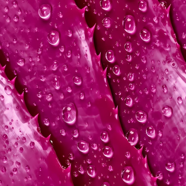 Textura macro vibrante Viva Magenta CloseUp de cosmético de Aloe Vera com gotas orvalhadas geradas por IA