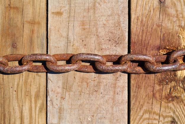 Textura de madera con cadena