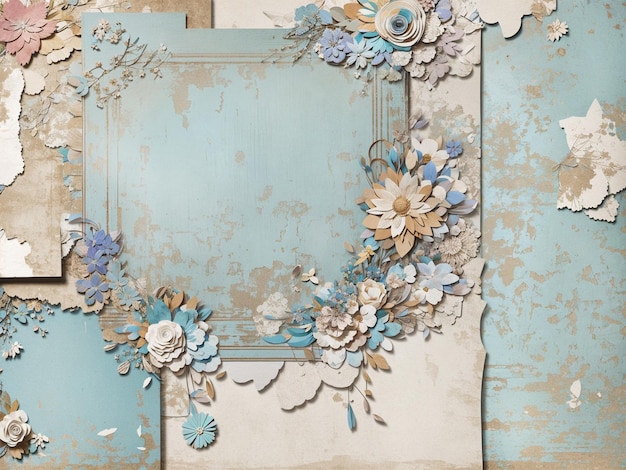 Textura de madera con decoración floral y papel de colores pastel 6