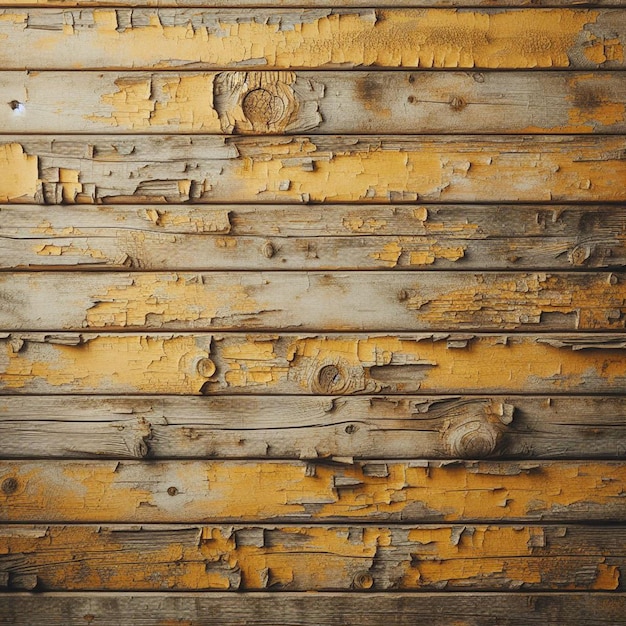Textura de madera con pintura amarilla desgastada y desmoronada estilo grung