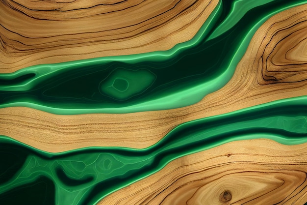 Textura de madera y resina verde.