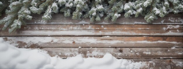 Textura de madera vieja con nieve y abeto.