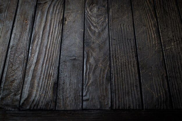 Textura de madera vintage negra, mesa oscura