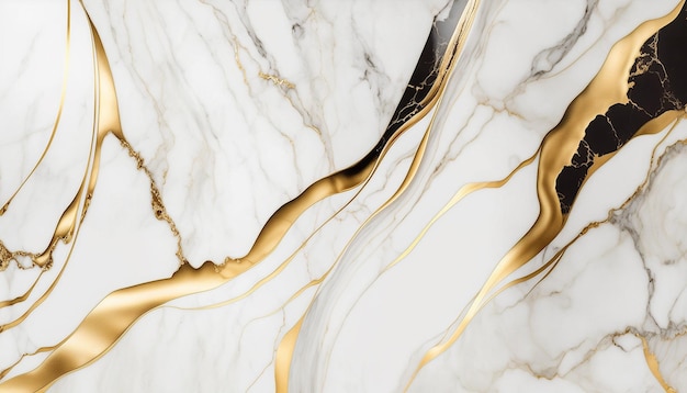 Textura de mármol blanco y dorado natural para fondo de papel tapiz de azulejos de lujo AI generativa