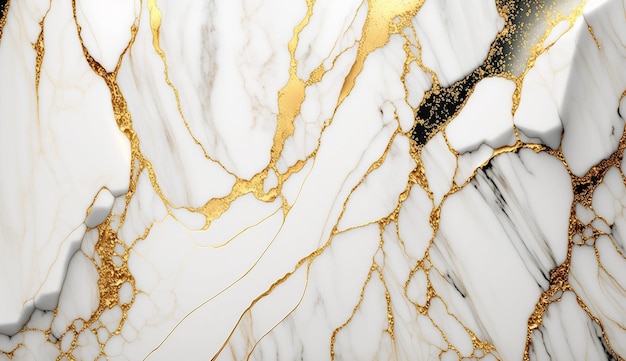 Textura de mármol de color oro blanco y oro líquido abstracto Generado por IA