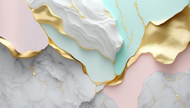 Textura de mármol en colores pastel suaves con oro