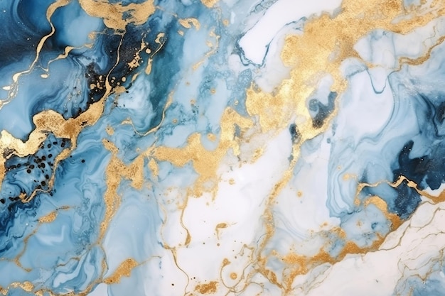 Foto textura de mármol dorado y fondo azul.