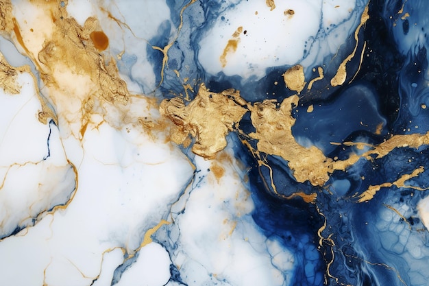 Foto textura de mármol dorado y fondo azul.