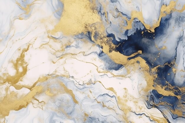 Foto textura de mármol dorado y fondo azul.