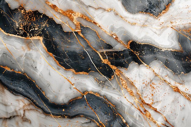 Textura de mármol fondo blanco con líneas doradas colocado plano