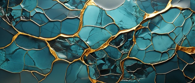 La textura del mármol en el Kintsugi verde