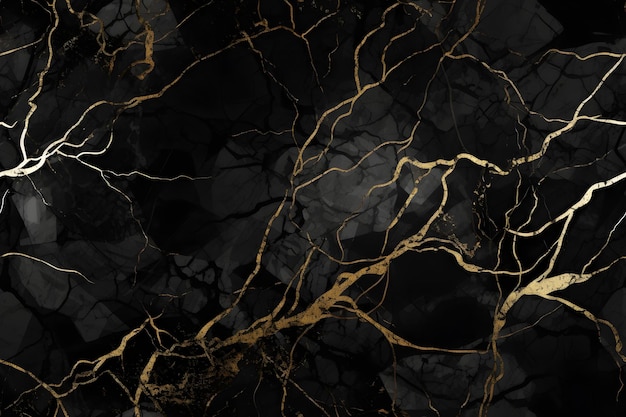 Textura de mármol negro sin costuras con venas doradas imagen generada por red neuronal