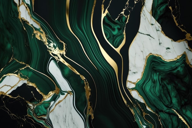 Textura marmorizada abstrata mármore verde escuro e branco com veias douradas ilustração de pedra artificial design gráfico papel de parede criativo