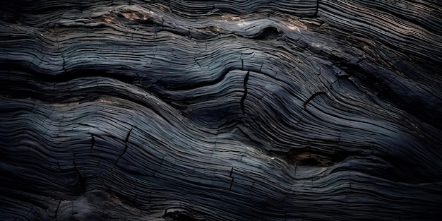 Textura de mesa de madera carbonizada que simboliza la resiliencia y la belleza natural IA generativa